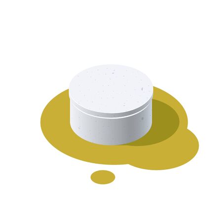 Concrete well with the lid closed. Isometric icon of building materials. Vector illustration isolated on a white background in flat style.のイラスト素材