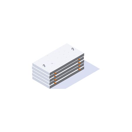 Concrete slab icon in isometric view. Stack of cement panels. Building materials storage. Vector illustration isolated on a white background in flat style.のイラスト素材