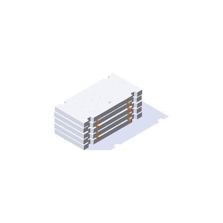 Road plate icon. Stack of concrete slabs in isometric view. Building materials for construction purposes. Vector illustration isolated on a white background.のイラスト素材