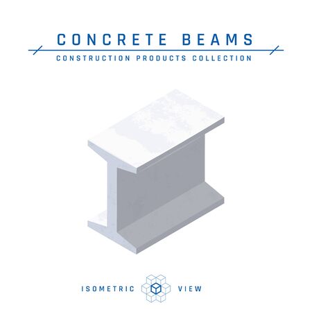 Concrete beam, isometric left view. Icon for architectural designs. Vector illustration isolated on a white background in flat style. Construction products collection.のイラスト素材