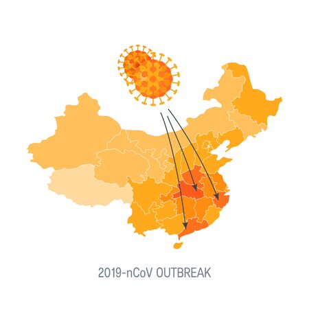 Corona virus outbreak concept. Spreading of 2019-nCoV.  flat style for medical designs, infographics.のイラスト素材