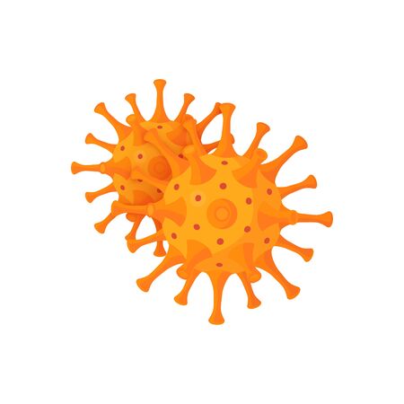 Coronavirus icon. Pathogen cells. Vector illustration isolated on a white background in cartoon style.のイラスト素材