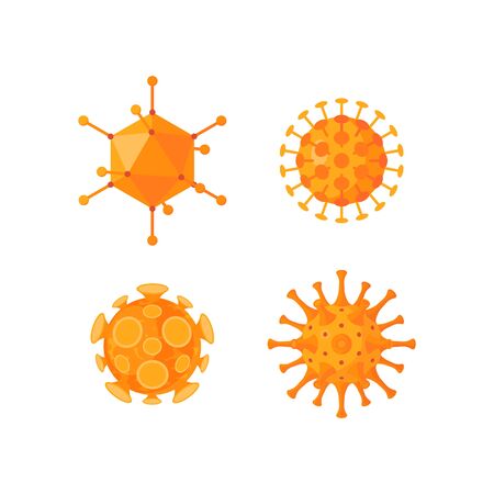 Virus icons set. Coronavirus concept. Pictograms for medical designs, infographics, web banners, posters etc. Vector illustration isolated on a white background in cartoon style.のイラスト素材