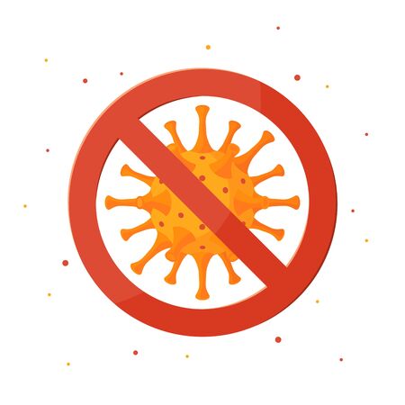 Stop virus sign. Coronavirus concept. Vector illustration isolated on a white background in cartoon style. Design for medical infographics, web banners, posters etc.のイラスト素材