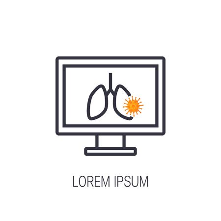 Lung diagnostics concept. X-ray line icon. Vector illustration isolated on a white background. Design for clinics, web banners, infographics etc.のイラスト素材