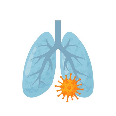 Lung disease concept. Vector illustration isolated on a white background in cartoon style. Design for medical infographics, web banners, posters etc.のイラスト素材