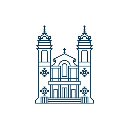 Church line icon. Facade of religious building. Vector illustration isolated on a white background.のイラスト素材