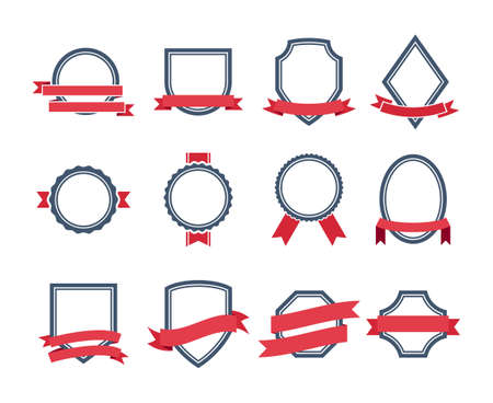 Badges or labels in flat style, vector illustration. Blank emblems with a place for text.のイラスト素材