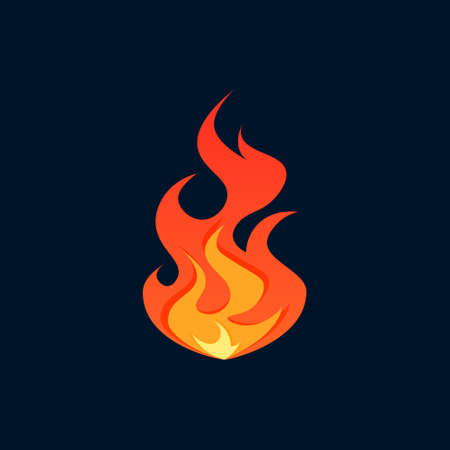 Flame icon. Simple vector illustration in flat style on a black background. Fire concept.のイラスト素材