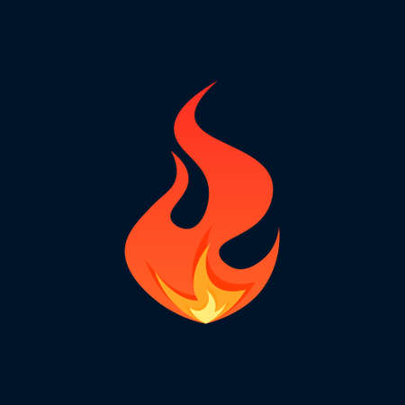 Flame icon. Simple vector illustration in flat style on a black background. Fire concept.のイラスト素材