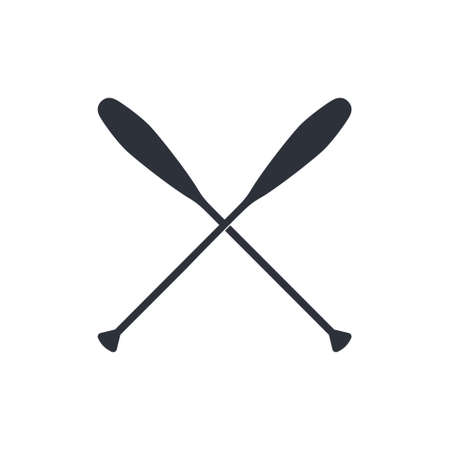 Crossed oars isolated on a white background. Otter tail canoe paddles in flat style, vector illustration.のイラスト素材