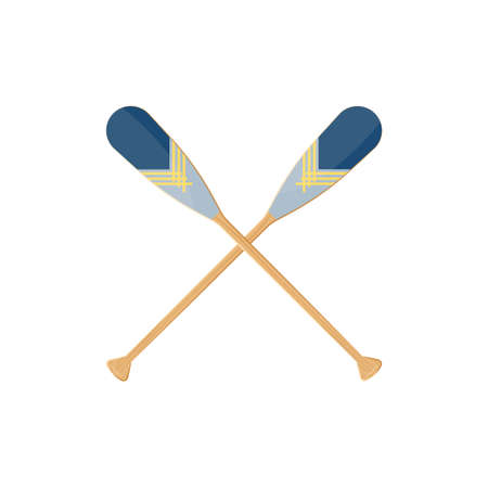 Oars isolated on a white background. Colored crossed paddles in cartoon style, vector illustration.のイラスト素材