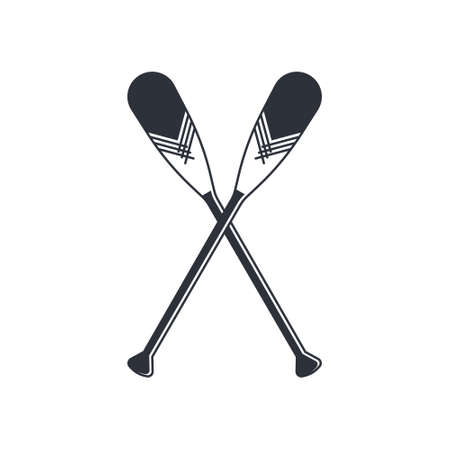 Crossed oars isolated on a white background. Beaver tail canoe paddles in flat style, vector illustration.のイラスト素材