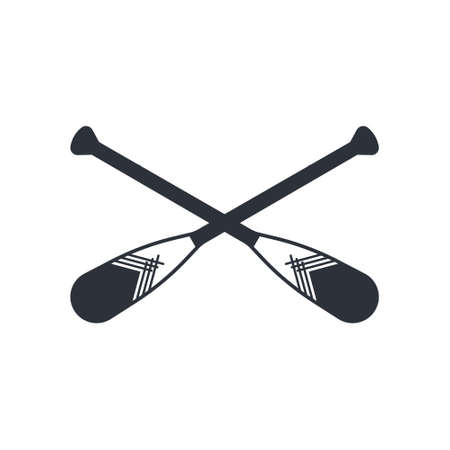 Crossed oars isolated on a white background. Beaver tail canoe paddles in flat style, vector illustration.のイラスト素材