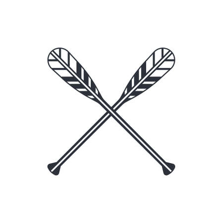 Crossed oars isolated on a white background. Beaver tail canoe paddles in flat style, vector illustration.のイラスト素材