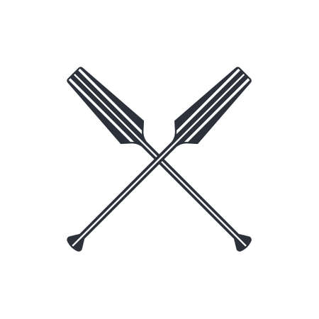 Crossed oars isolated on a white background. Voyageur canoe paddles in flat style, vector illustration.のイラスト素材