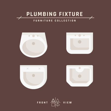 Set of washbasins. Icons in top view for interior plans. Vector illustration in flat style.のイラスト素材