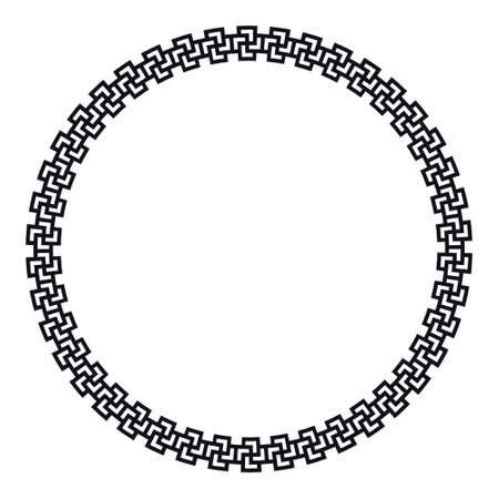 Greek frame. Circle meander border from a repeated motif - Greek fret or key design. Black vector illustration on a white background.のイラスト素材