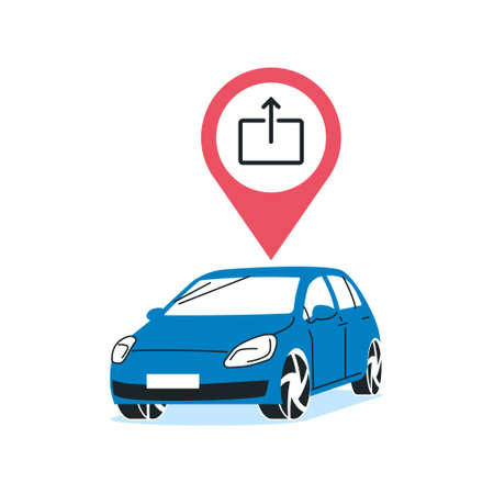 Car sharing service concept. Auto parking in the city. Vector illustration in flat style isolated on a white background.のイラスト素材