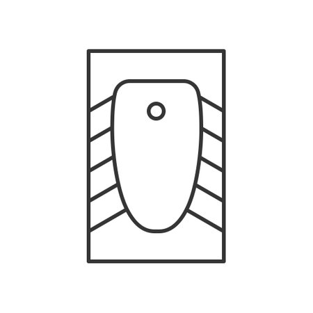Squat toilet line icon, top view. Pictogram of a public water closet. Vector illustration isolated on a white background.のイラスト素材