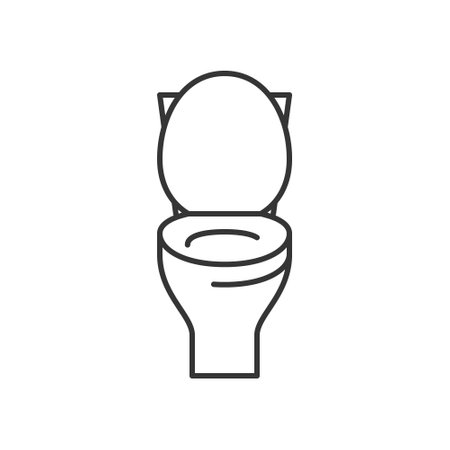 Toilet line icon, front view. Pictogram of a water closet. Vector illustration isolated on a white background.のイラスト素材