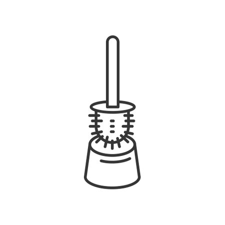 Toilet brush line icon. Vector pictogram isolated on a white background.のイラスト素材