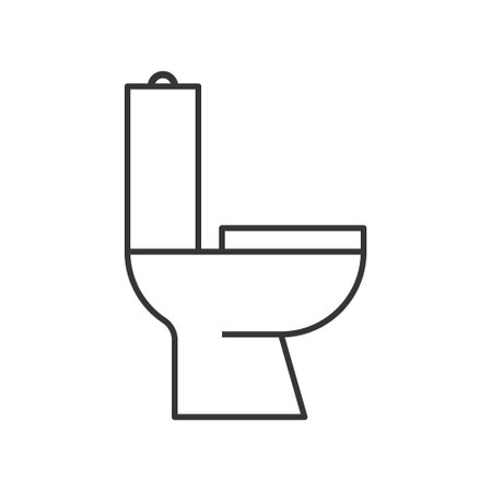 Toilet line icon, side view. Pictogram of a water closet. Vector illustration isolated on a white background.のイラスト素材