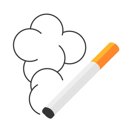 Cigarette flat icon. Simple sign with sigar and smoke. Vector illustration isolated on a white background.のイラスト素材