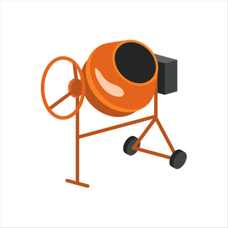 Concrete mixer. Isometric construction equipment. Vector cartoon illustration isolated on a white background.のイラスト素材