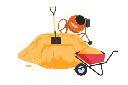 Sand pile, concrete production vector iconのイラスト素材