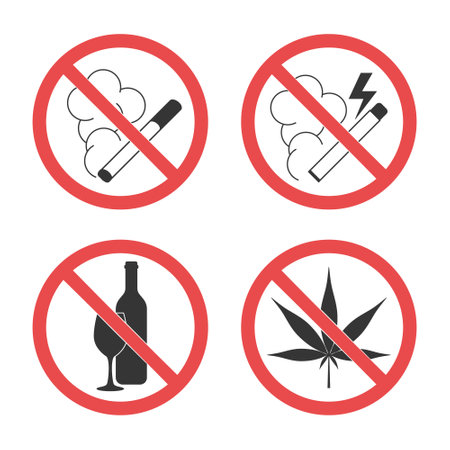Prohibition smoking and drinking signs, vectorのイラスト素材