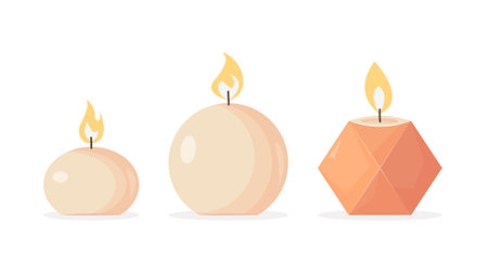 Burning candles, vector set in flat styleのイラスト素材