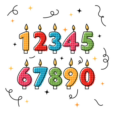 Candle numbers icon set, vector in flat styleのイラスト素材