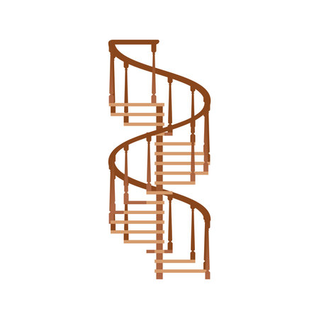 Spiral staircase, icon of a wooden stairs, vectorのイラスト素材