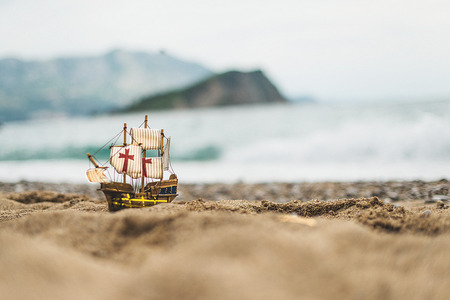 sailboat on the beachの写真素材