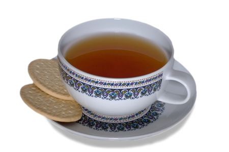 cup of tea with cookies hot drink isolateの写真素材