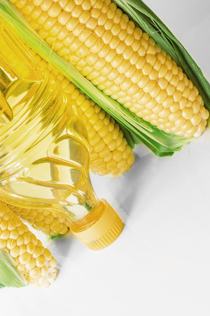 corn oil on a white background, biofuels, food, agriculture, gastronomyの写真素材