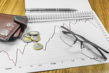 business documents glasses graphics handle coin purseの写真素材