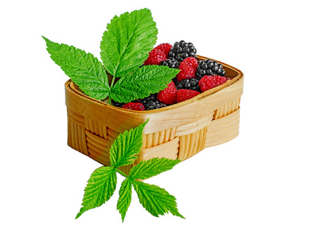 Raspberry blackberry fruit wooden cart harvest food vitaminsの写真素材