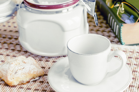 coffee cup baking book in the sugar jar glassesの写真素材