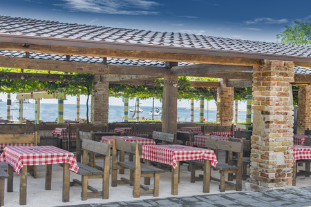 outdoor cafe, summer, vacation, serving, service orderの写真素材