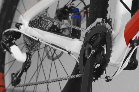 parts bicycle wheel, chain, cycling road bike frame small depth of fieldの写真素材