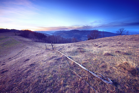 sunrise in Carpathian mountain valleys autumn landscape in the Carpathian mountains europe vintageの写真素材