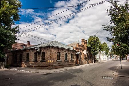 Street with old brick buildings in Kropyvnytskyi, Ukraine, Eastern Europe