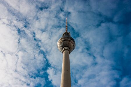 TV tower over blue sky in Berlin, Germanyのeditorial素材