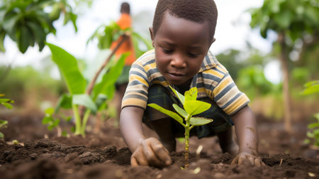 A group of volunteers come together to help plant trees to preserve the environment and make the world a better place, Corporate Social Responsibilityの素材