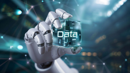 Big data, machine learning and AI algorithm the new technology change the world concept, There is a lot of information available onlineの素材