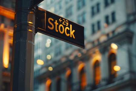 âStockâ sign background, invest in the stock market for financial freedomの素材