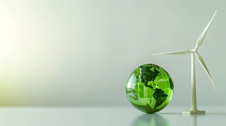 The green globe represents green energy and renewable energy, giving importance to the environment and solving global warming problemsの素材