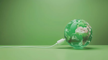 The green globe represents green energy and renewable energy, giving importance to the environment and solving global warming problemsの素材